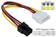  Cable 1x 4Pin Molex (M) to 6Pin PCI-E (M) 15cm (Power to VGA)
