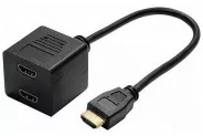  HDMI to 2 HDMI Cable Splitter Black [HDMI(M) to 2 HDMI(F) 0.2m]
