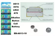  1.55V AG13 battery (357A, 303, A76, LR44, 541, S15) - .10  1