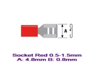 �������� ������� ������ Socket Red 0.5-1.5mm A:4.8mm B:0.8mm ��.10��