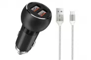   Smartphone 12/24V to 30W 2xUSB + cable Type-C (LDNIO C503Q)